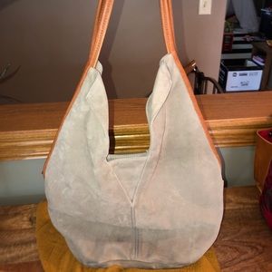 Slouchy leather suede hobo bag